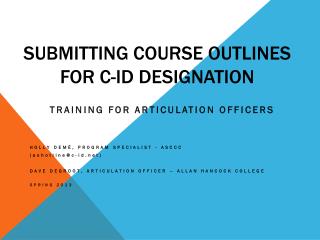 Submitting Course Outlines for C-ID Designation