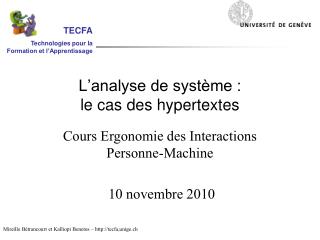 L’analyse de système : le cas des hypertextes