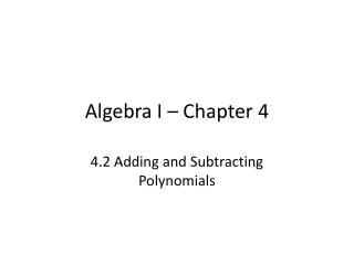 Algebra I – Chapter 4