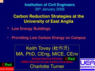 Carbon Reduction Strategies at the University of East Anglia Low Energy Buildings