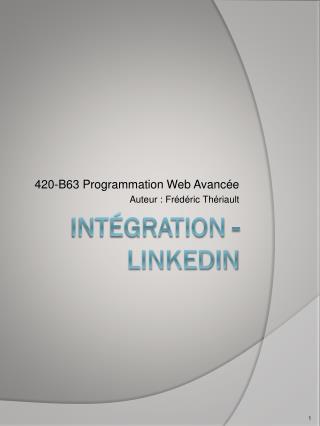 Intégration - LINKEDIN