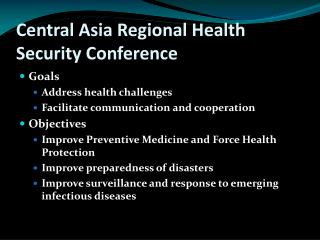 Central Asia Regional Health Security Conference