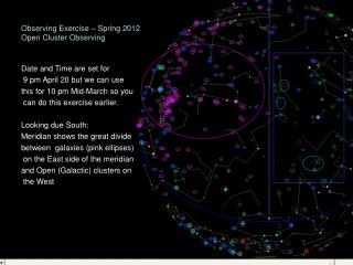 Observing Exercise – Spring 2012 Open Cluster Observing