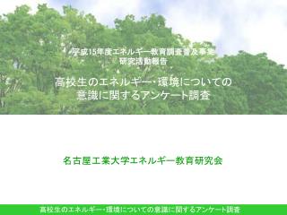 平成 15 年度エネルギー教育調査普及事業 研究活動報告