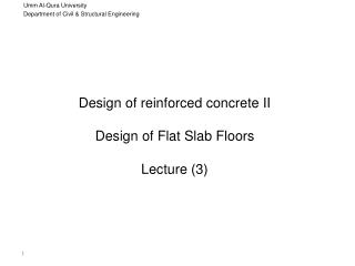 Umm Al-Qura University Department of Civil &amp; Structural Engineering