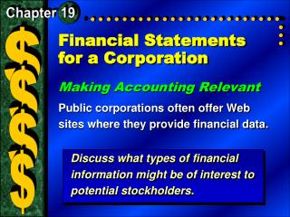 Financial Statements for a Corporation