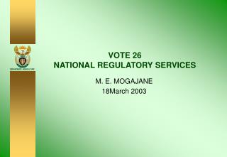 VOTE 26 NATIONAL REGULATORY SERVICES