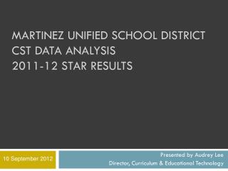 Martinez Unified School District CST DATA ANALYSIS 2011-12 STAR results