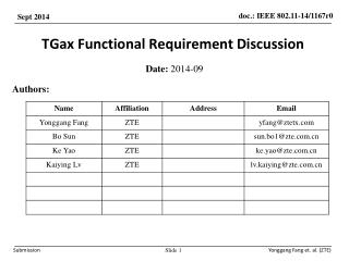 TGax Functional Requirement Discussion