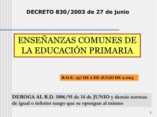 DECRETO 830/2003 de 27 de junio