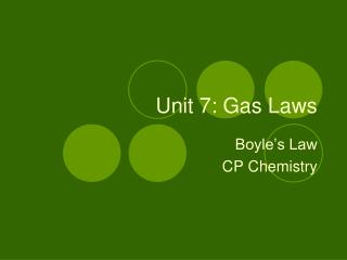 Unit 7: Gas Laws