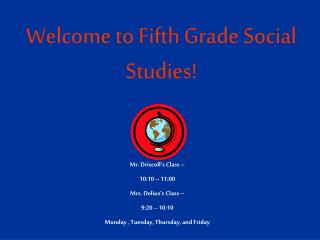 Welcome to Fifth Grade Social Studies!