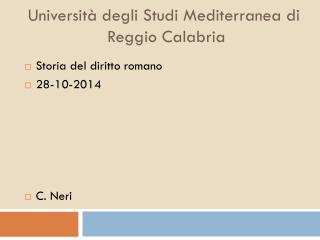 Università degli Studi Mediterranea di Reggio Calabria