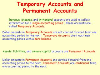 Temporary Accounts and Permanent Accounts