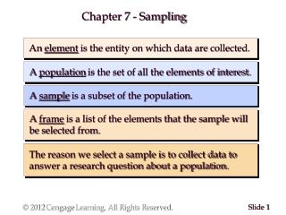 A population is the set of all the elements of interest.