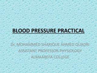 BLOOD PRESSURE PRACTICAL