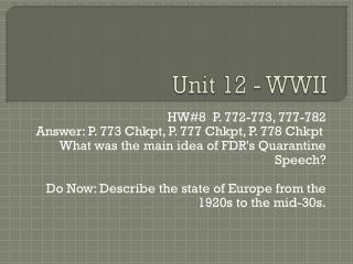 Unit 12 - WWII