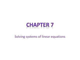 Solving systems of linear equations