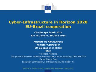 Cyber-Infrastructure in Horizon 2020 EU-Brazil cooperation