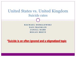 United States vs. United Kingdom Suicide rates
