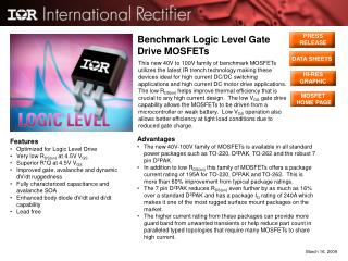 Benchmark Logic Level Gate Drive MOSFETs