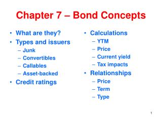 Chapter 7 – Bond Concepts