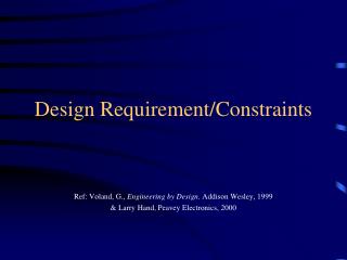 Design Requirement/Constraints
