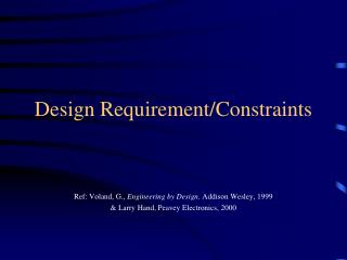Design Requirement/Constraints