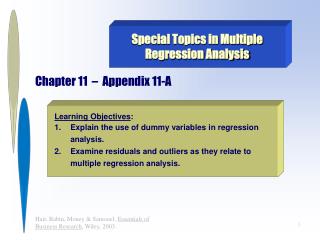 Special Topics in Multiple Regression Analysis