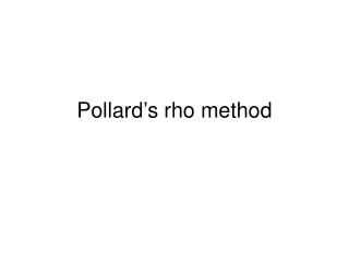 Pollard’s rho method