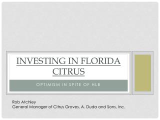 Investing in Florida Citrus