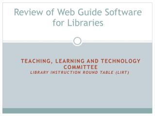 Review of Web Guide Software for Libraries