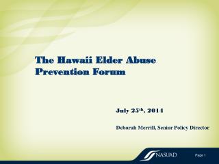 The Hawaii Elder Abuse Prevention Forum