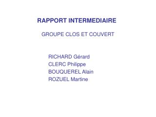 RAPPORT INTERMEDIAIRE