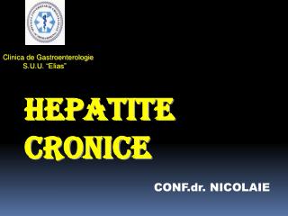 HEPATITE CRONICE