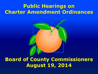 Public Hearings on Charter Amendment Ordinances Board of County Commissioners August 19, 2014