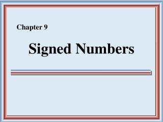 Signed Numbers