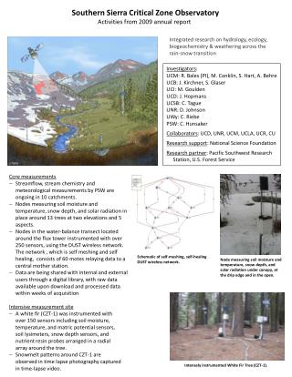 Southern Sierra Critical Zone Observatory Activities from 2009 annual report