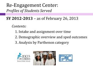 Re-Engagement Center: Profiles of Students Served SY 2012-2013 – as of February 26, 2013