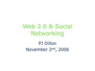 Web 2.0 &amp; Social Networking