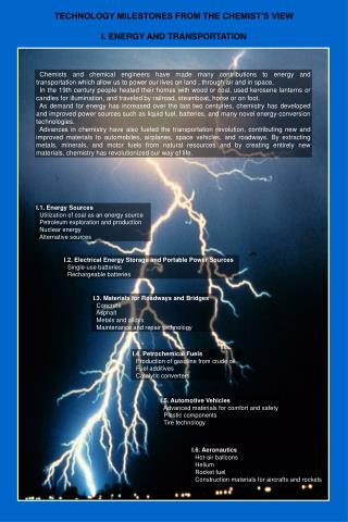 TECHNOLOGY MILESTONES FROM THE CHEMIST’S VIEW