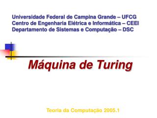 Teoria da Computação 2005.1