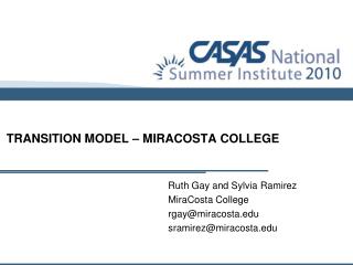 TRANSITION MODEL – MIRACOSTA COLLEGE