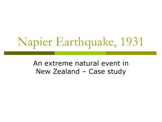 Napier Earthquake, 1931