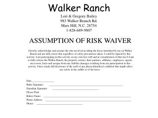 ASSUMPTION OF RISK WAIVER