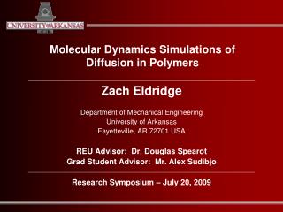 Molecular Dynamics Simulations of Diffusion in Polymers