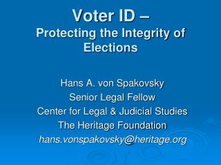 Voter ID – Protecting the Integrity of Elections