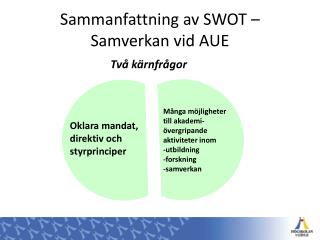 Sammanfattning av SWOT – Samverkan vid AUE