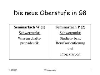 Die neue Oberstufe in G8