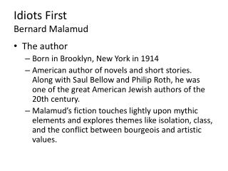 Idiots First Bernard Malamud